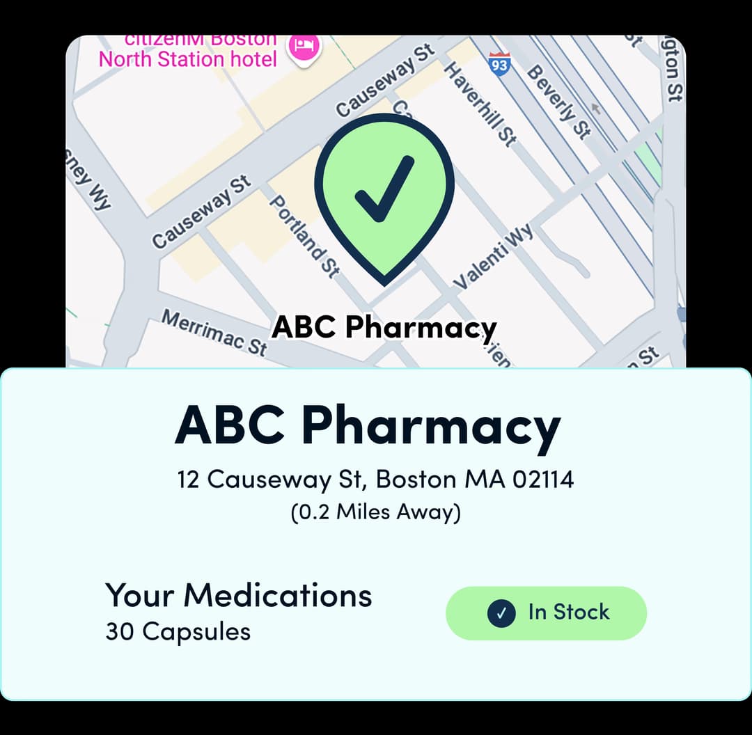 Dashboard mockup showing pickup notification